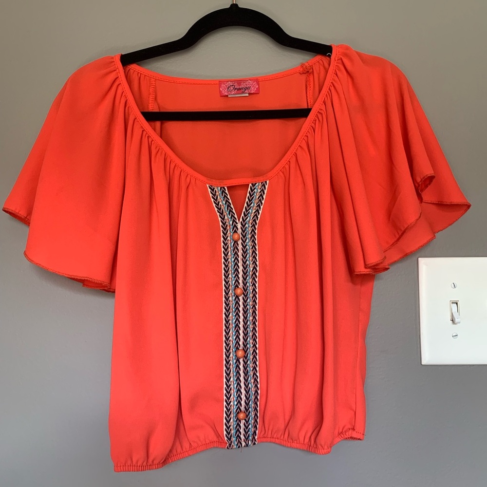 Women’s Orange Cropped Blouse - size large